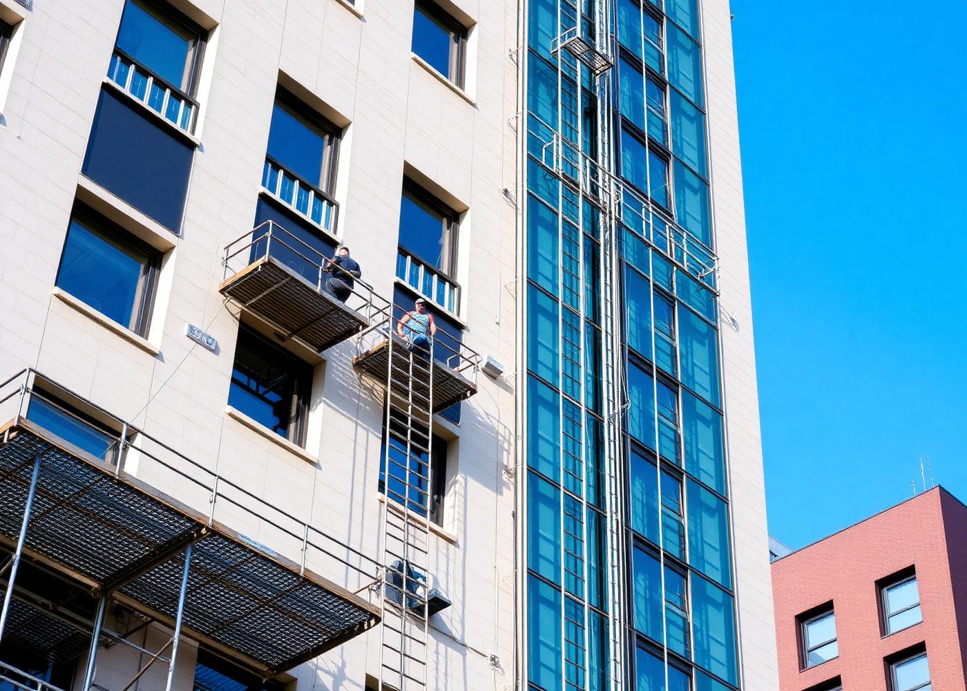 Trabalho de retrofit e impermeabilização de fachada predial